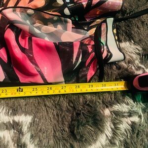 Pink & Black Abstract Mesh Skirt